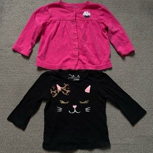 🍂🌻Baby girl long sleeve shirt and cardigan bundle size 6 months